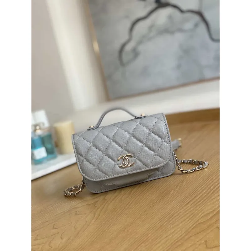 Chanel A81215 Mini messenger taška s uchem Šedá