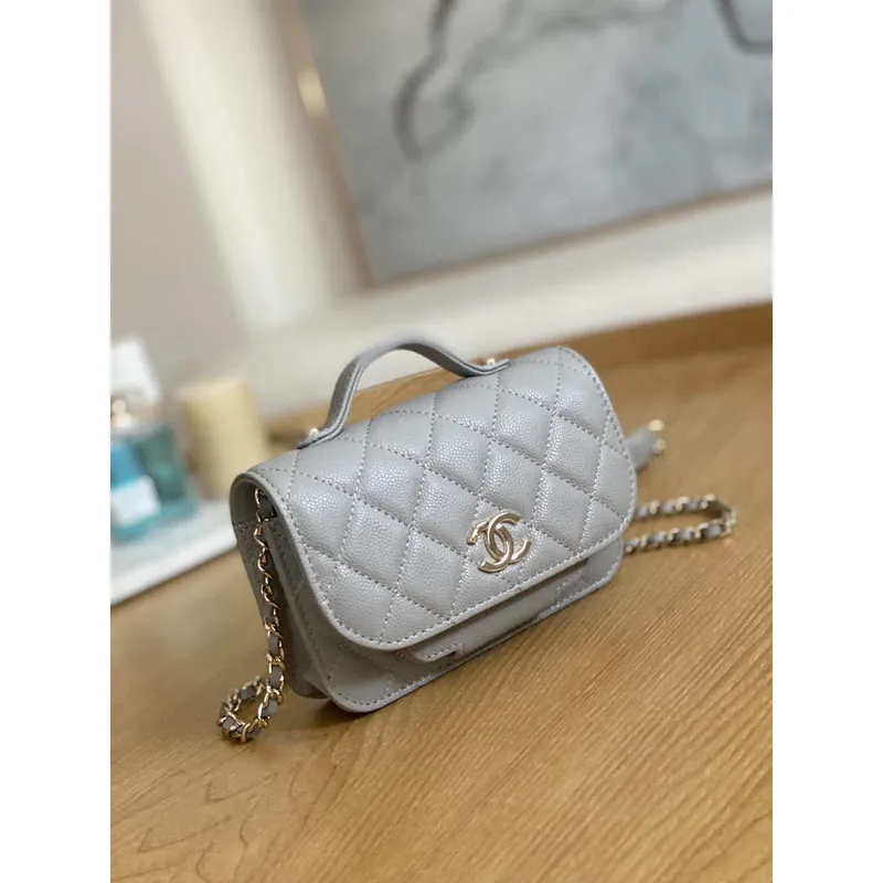 Chanel A81215 Mini messenger taška s uchem Šedá