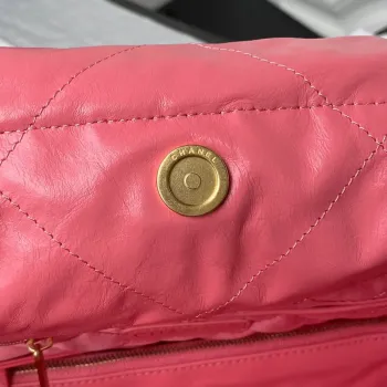 Chanel 22 Kabelka AS3261 Lesklá telecí kůže Zlatý kov Korálově růžová