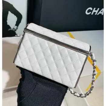 Chanel AS3308 Malá večerní kabelka 22A Limitovaná edice Bílá jehněčí kůže