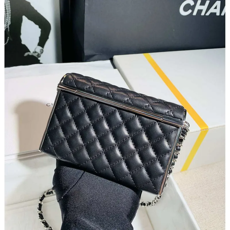 Chanel AS3308 22A Malá večerní kabelka Limitovaná edice Černá jehněčí kůže