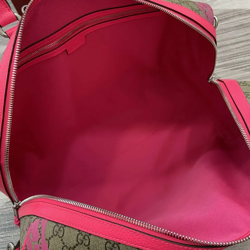 Gucci 834962 Střední taška přes rameno s potiskem Jasně růžová