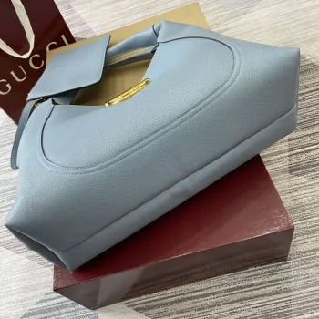 Gucci 837466 Gucci Softbit Maxi Kabelka přes rameno Šedá modrá