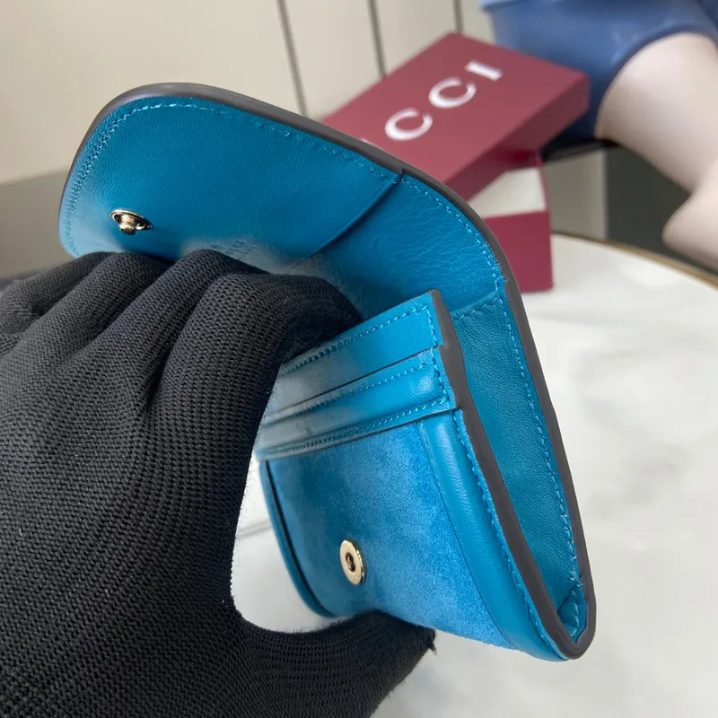 Gucci 818795 Gucci Blondie pouzdro na karty z jemné kůže Modrá
