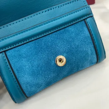 Gucci 818795 Gucci Blondie pouzdro na karty z jemné kůže Modrá