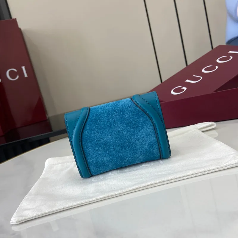 Gucci 818795 Gucci Blondie pouzdro na karty z jemné kůže Modrá