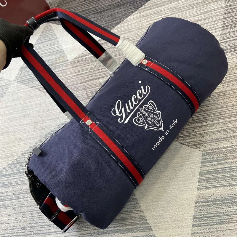 Gucci 816866 Velká tištěná plátěná taška na sport Dark Blue