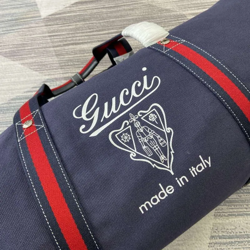 Gucci 816866 Velká tištěná plátěná taška na sport Dark Blue