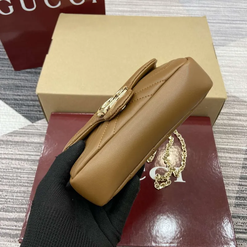 Gucci 841290 GG Marmont Mini Kabelka přes rameno Hnědá