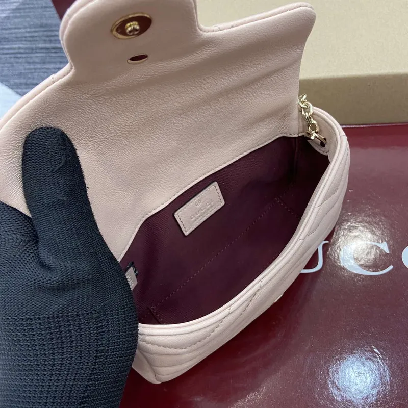 Gucci 841290 GG Marmont Mini Kabelka přes rameno Světle růžová