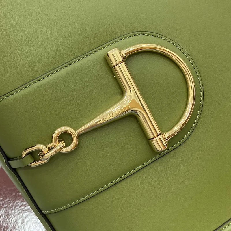 Gucci 833660 Gucci 73 Střední kabela Bucket Zelená hladká kůže