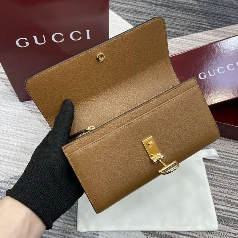 Gucci 828147 Gucci Softbit Kontinentální Peněženka Hnědá