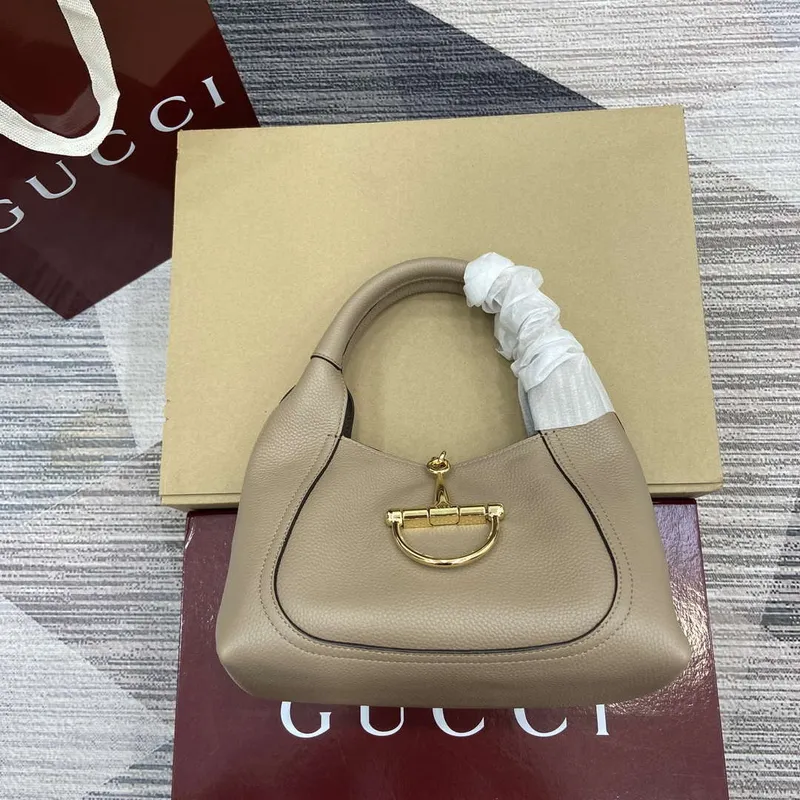 Gucci 837467 Gucci Softbit Střední Taška s Horním Uchem Taupe zrnitá