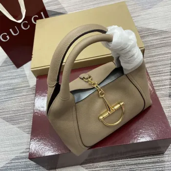 Gucci 837467 Gucci Softbit Střední Taška s Horním Uchem Taupe zrnitá