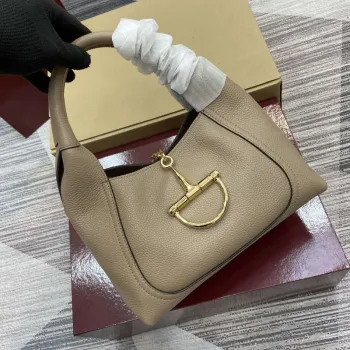 Gucci 837467 Gucci Softbit Střední Taška s Horním Uchem Taupe zrnitá