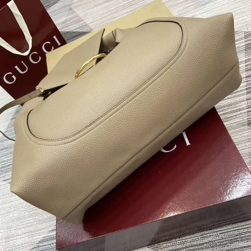 Gucci 837466 Gucci Softbit Maxi Kabelka přes rameno Taupe zrnitá