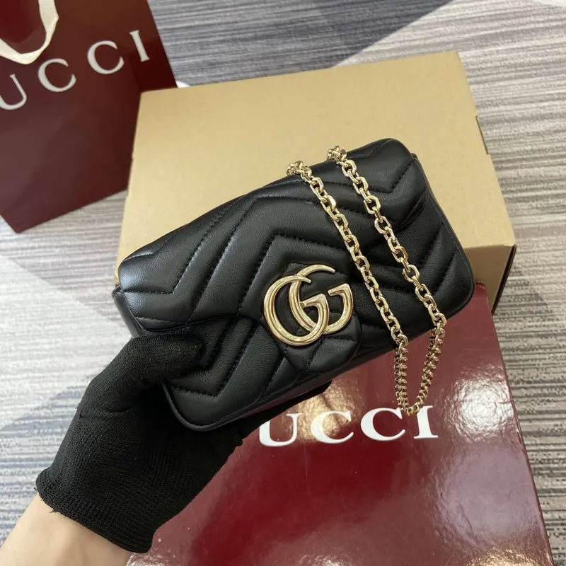Gucci 841290 GG Marmont Mini Kabelka přes rameno Černá