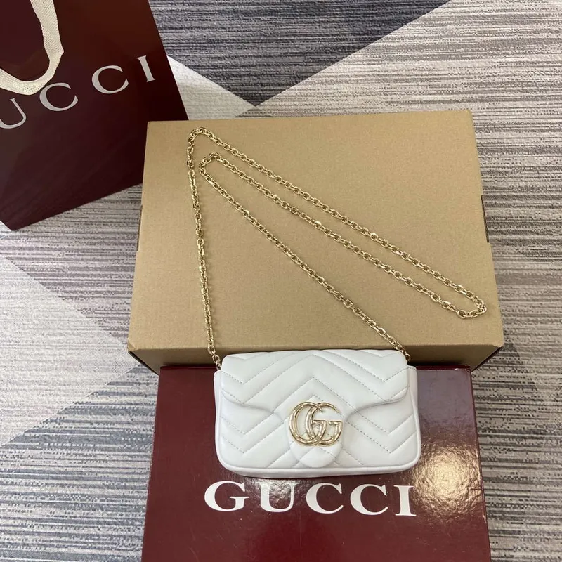 Gucci 841290 GG Marmont Mini Kabelka přes rameno Bílá