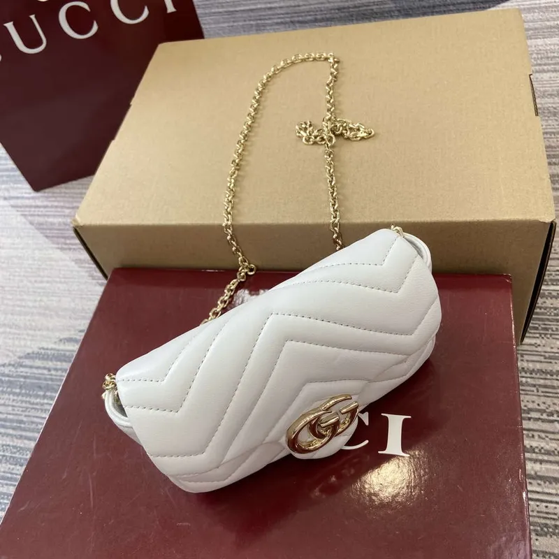 Gucci 841290 GG Marmont Mini Kabelka přes rameno Bílá
