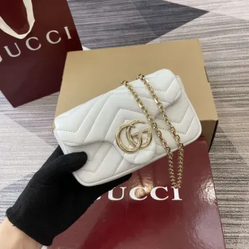 Gucci 841290 GG Marmont Mini Kabelka přes rameno Bílá
