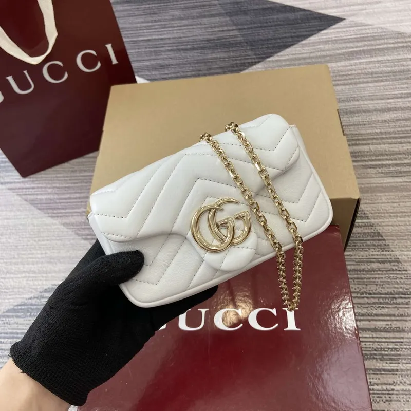 Gucci 841290 GG Marmont Mini Kabelka přes rameno Bílá
