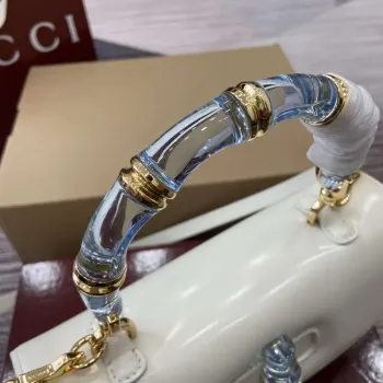 Gucci 827750 Gucci Bamboo Diva Střední Taška Bílá