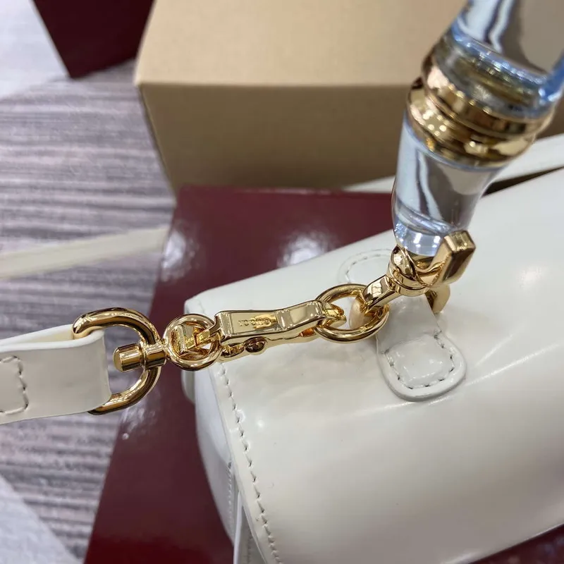 Gucci 827750 Gucci Bamboo Diva Střední Taška Bílá