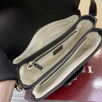 Gucci 815178 Gucci Horsebit 1955 Soft Medium Shoulder Bag černé kožené detaily
