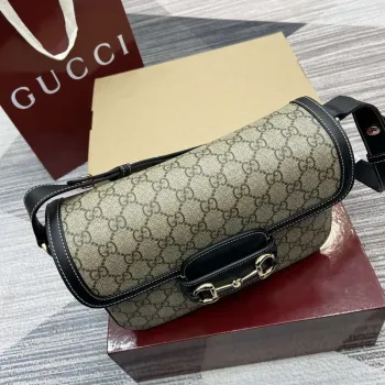 Gucci 815178 Gucci Horsebit 1955 Soft Medium Shoulder Bag černé kožené detaily