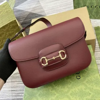 Gucci 815178 Gucci Horsebit 1955 Soft Medium Shoulder Bag Červená