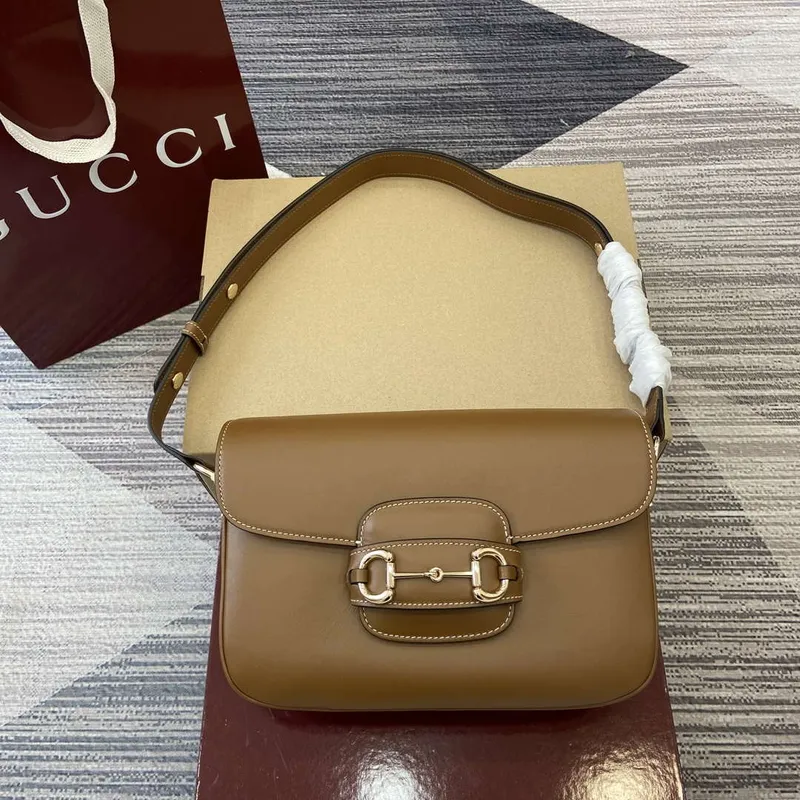 Gucci 815178 Gucci Horsebit 1955 Soft Medium Ramenní Taška Hnědá