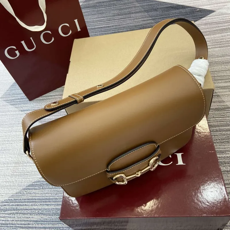 Gucci 815178 Gucci Horsebit 1955 Soft Medium Ramenní Taška Hnědá