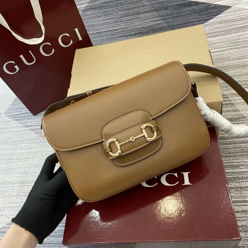 Gucci 815178 Gucci Horsebit 1955 Soft Medium Ramenní Taška Hnědá