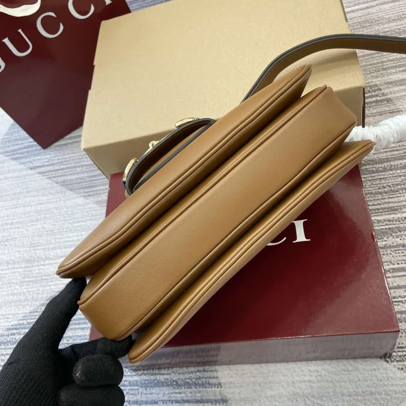 Gucci 815178 Gucci Horsebit 1955 Soft Medium Ramenní Taška Hnědá