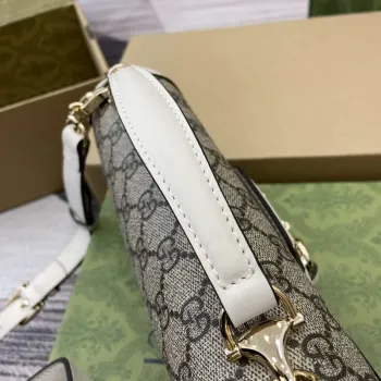 Gucci 815206 Gucci Horsebit 1955 Soft Small Top Handle Bag Bílá kůže s detaily