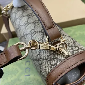 Gucci 815206 Gucci Horsebit 1955 Soft Small Top Handle Bag Hnědý kožený lem