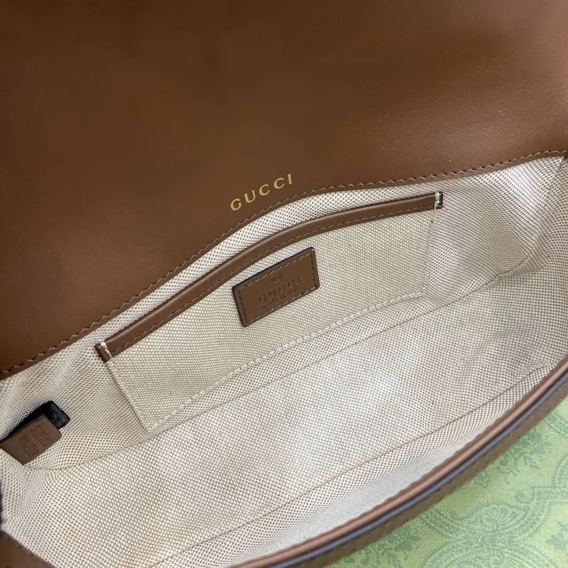 Gucci 815206 Gucci Horsebit 1955 Soft Small Top Handle Bag Hnědý kožený lem