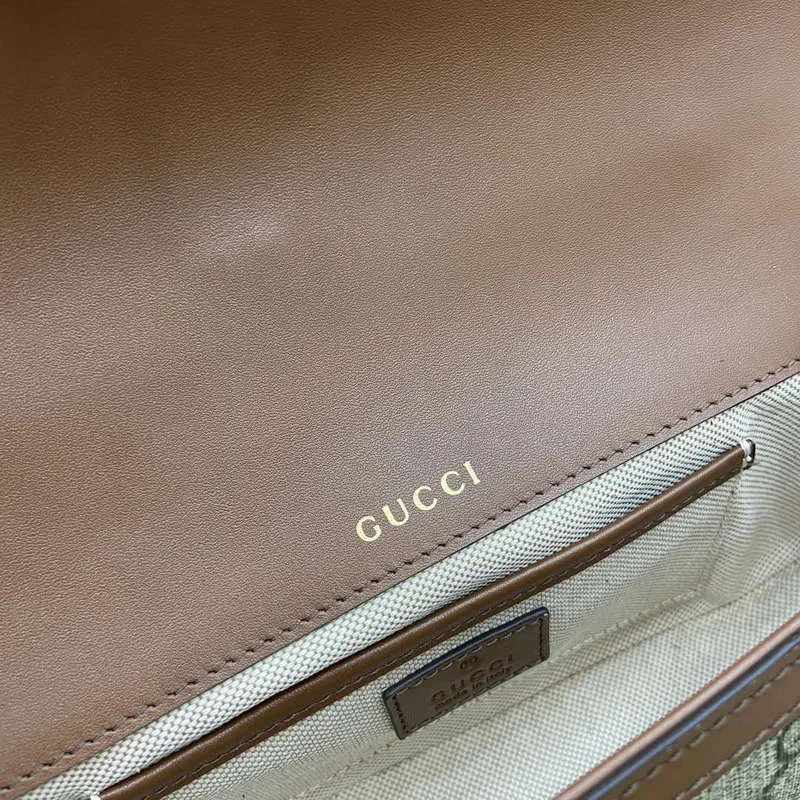 Gucci 815206 Gucci Horsebit 1955 Soft Small Top Handle Bag Hnědý kožený lem