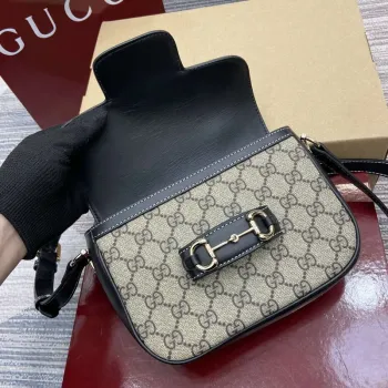 Gucci 815205 Gucci Horsebit 1955 Soft Small Shoulder Bag černé kožené detaily