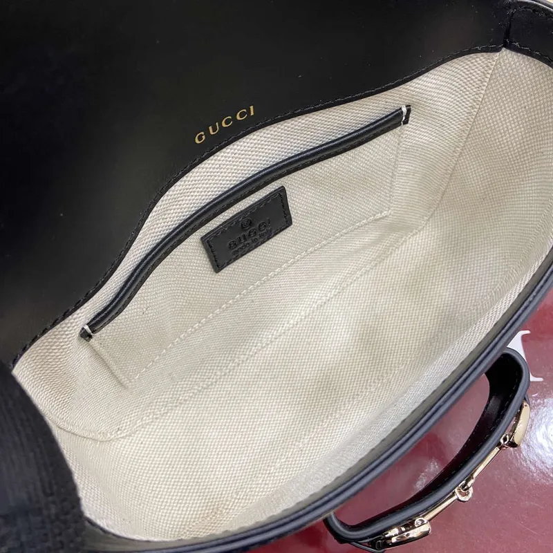 Gucci 815205 Gucci Horsebit 1955 Měkká malá kabelka přes rameno černá