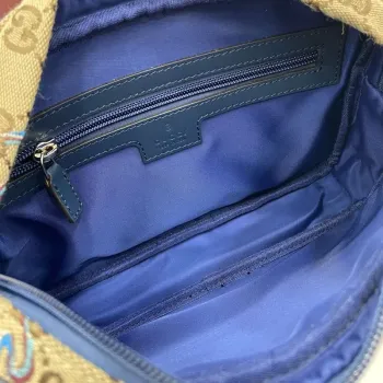 Gucci 817771 Malá vyšívaná hadí kabelka přes rameno z meruňkového plátna