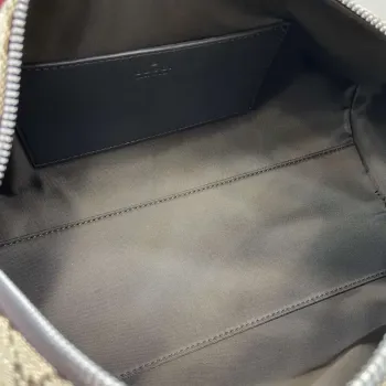 Gucci 834455 GG plátno malá cylindrická taška tmavě hnědá