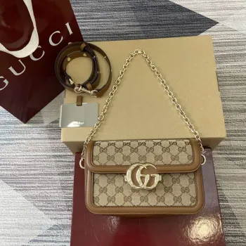 Gucci 826761 Gucci Go Malá Ramenní Taška Hnědá Tkanina