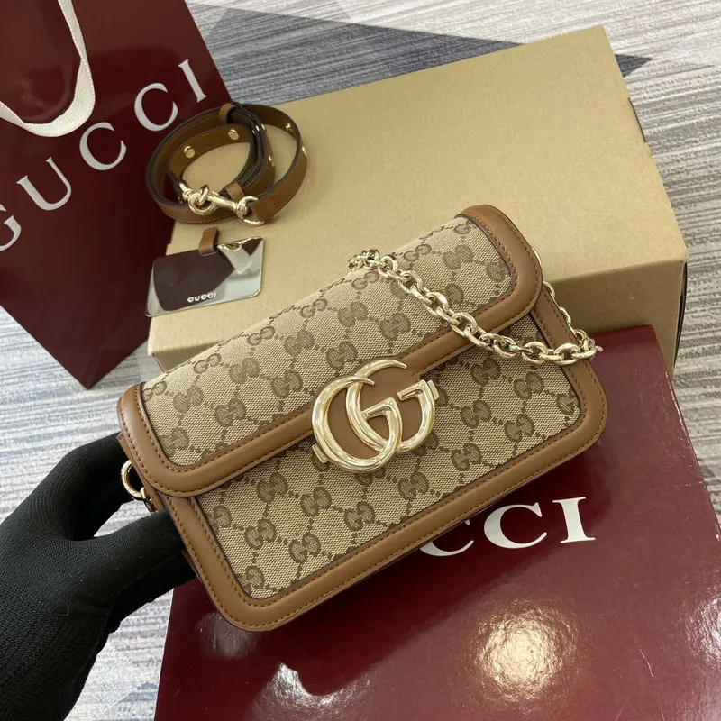 Gucci 826761 Gucci Go Malá Ramenní Taška Hnědá Tkanina