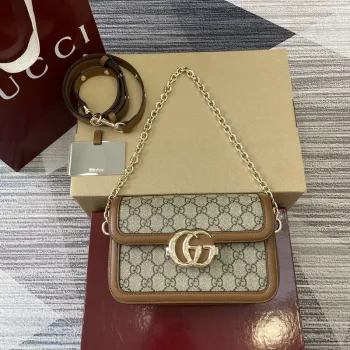 Gucci 826761 Gucci Go Malá Ramenní Taška Hnědá PVC