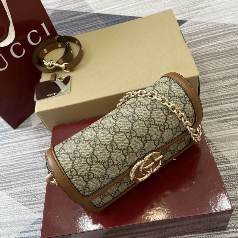 Gucci 826761 Gucci Go Malá Ramenní Taška Hnědá PVC