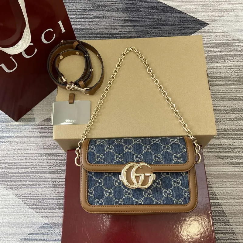 Gucci 826761 Gucci Go Malá Kabelka Přes Rameno Modré Džíny