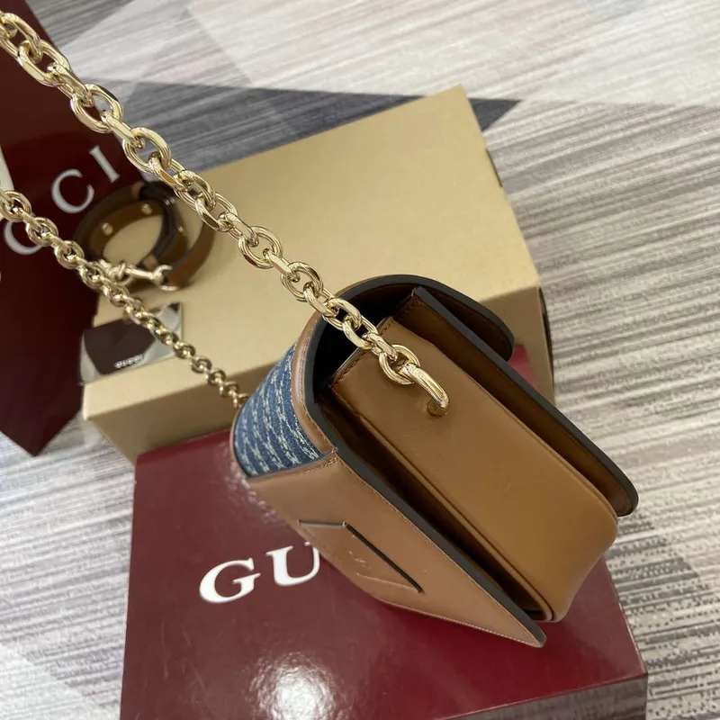 Gucci 826761 Gucci Go Malá Kabelka Přes Rameno Modré Džíny
