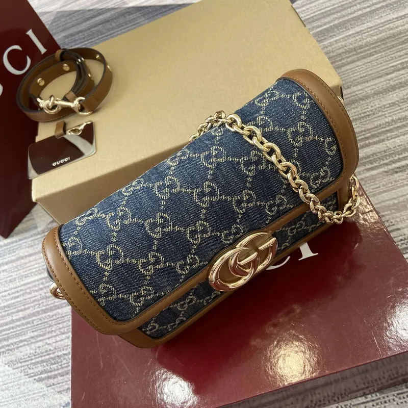 Gucci 826761 Gucci Go Malá Kabelka Přes Rameno Modré Džíny
