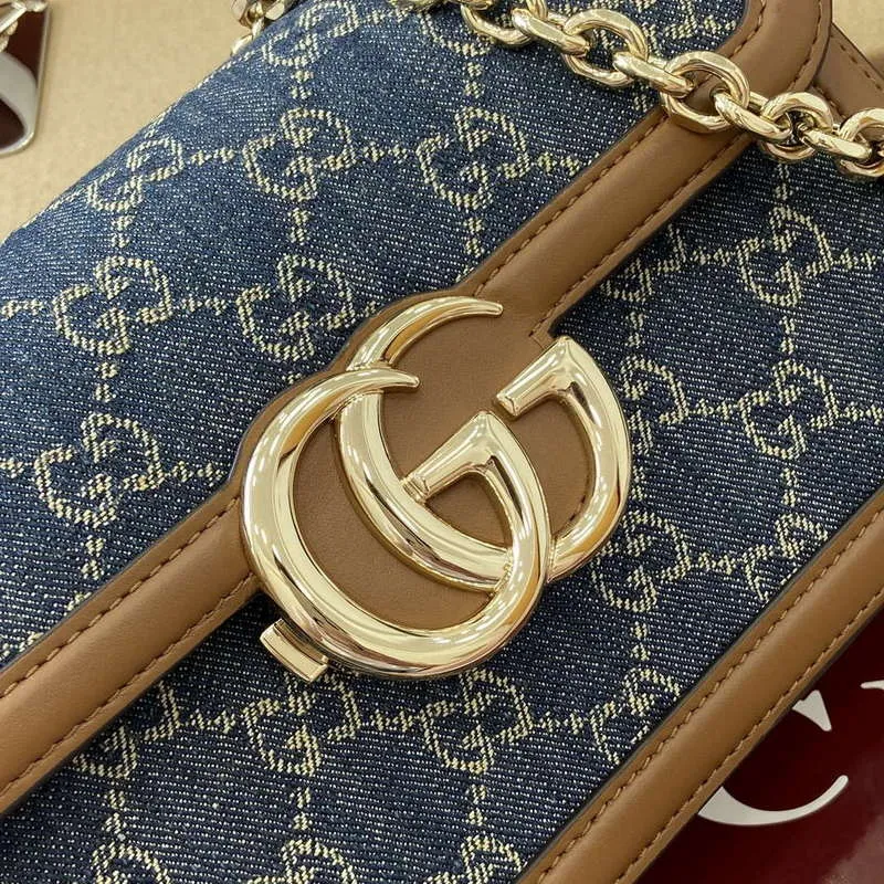 Gucci 826761 Gucci Go Malá Kabelka Přes Rameno Modré Džíny